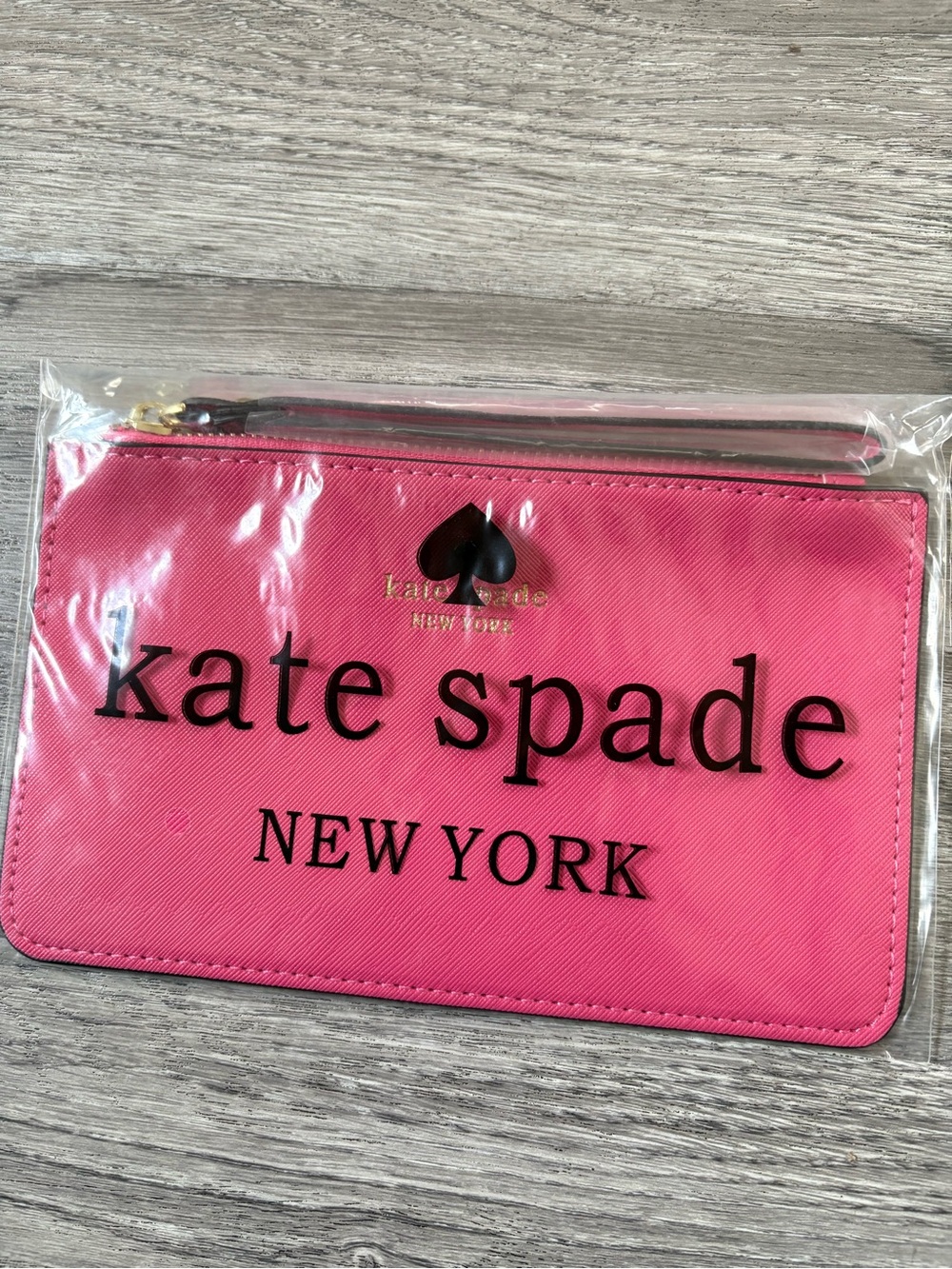 kate spade Hot Pink Logo Zip Wristlet wallet